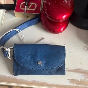 Free People Blue Leather Wristlet Clutch